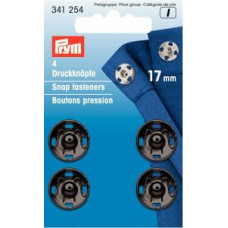Tryckknapp 17mm 4-pack svart