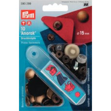 Tryckknappar 15mm antik mässing