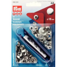 Tryckknappar 15mm silver