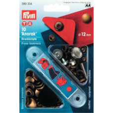 Tryckknapp 12mm antik mässing