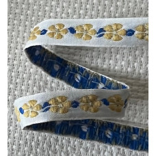 Dekorband vitt med gula blommor