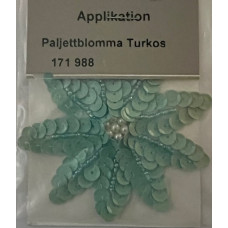 Tygmärke Paljettblomma, turkos