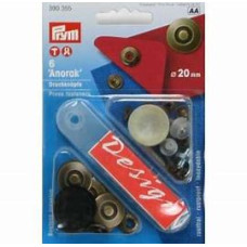 Tryckknapp 20mm antik mässing