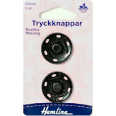 Tryckknappar 25mm svart