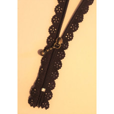 Spetsdragkedja, 20cm, brun