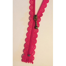 Spetsdragkedja, 20cm, cerise